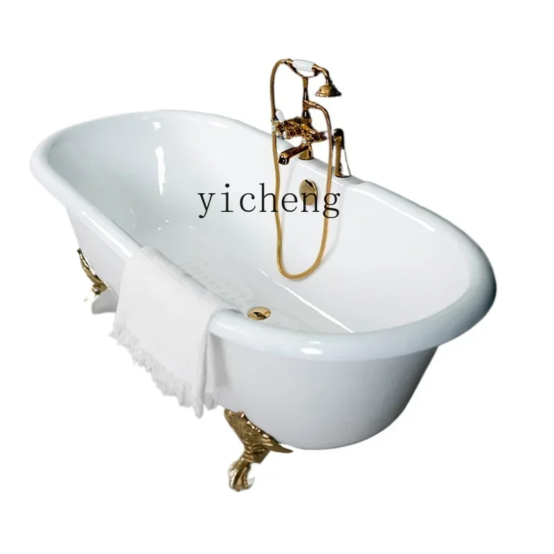 W31-ceramic bath concubine family Internet celebrity cast iron enamel deep bule large bathtub