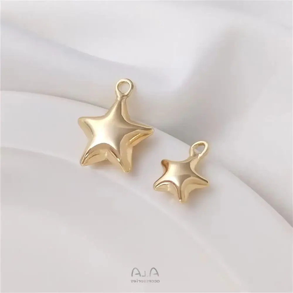 

14K Gold Plated Bright three-dimensional star pendant handmade DIY bracelet necklace pendant hand made accessories