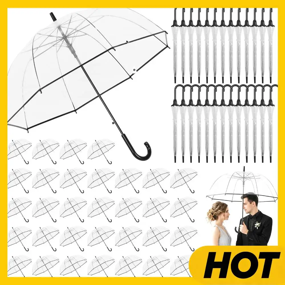 

60 прозрачных зонтов-зонтиков оптом, 8 спиц, ветрозащитные, прозрачные, для свадеб, торжеств, выпускных вечеров, мероприятий на открытом воздухе