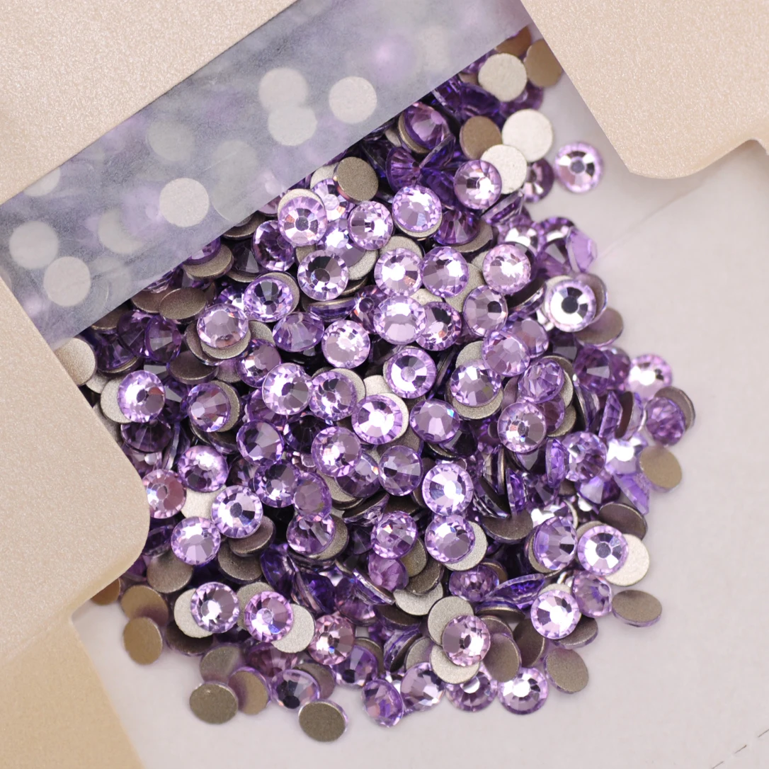 Neue Sunshine Gold Violette Strass-Glassteine mit Flacher Rückseite, Glitzernde Lila Samt-Nagelkunststeine für DIY-Bastelarbeiten, Kleidung und Nägel – Detail 8