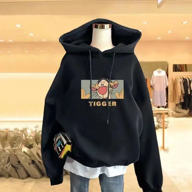 

26 New Autumn Winter Disney Mickey Mouse Hoodie Women's Plus Size Korean Style Loose Fleece Lined Warm Sweatshirt Top Outerwear