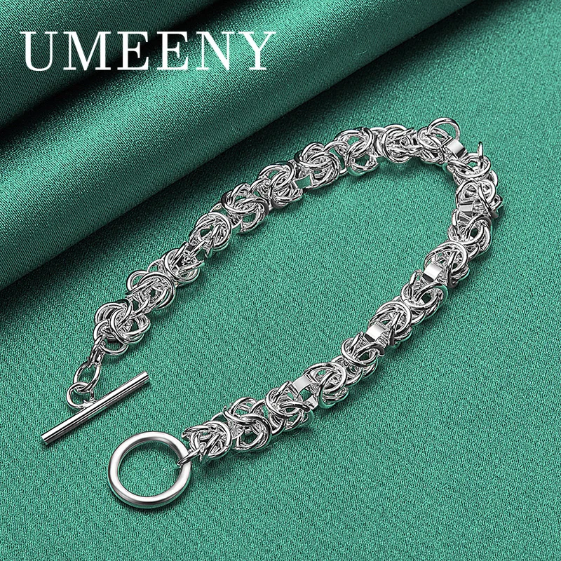 

925 Sterling Silver 8 Inch Exquisite Braided Bracelet for Men and Women Fashionable Temperament Wedding