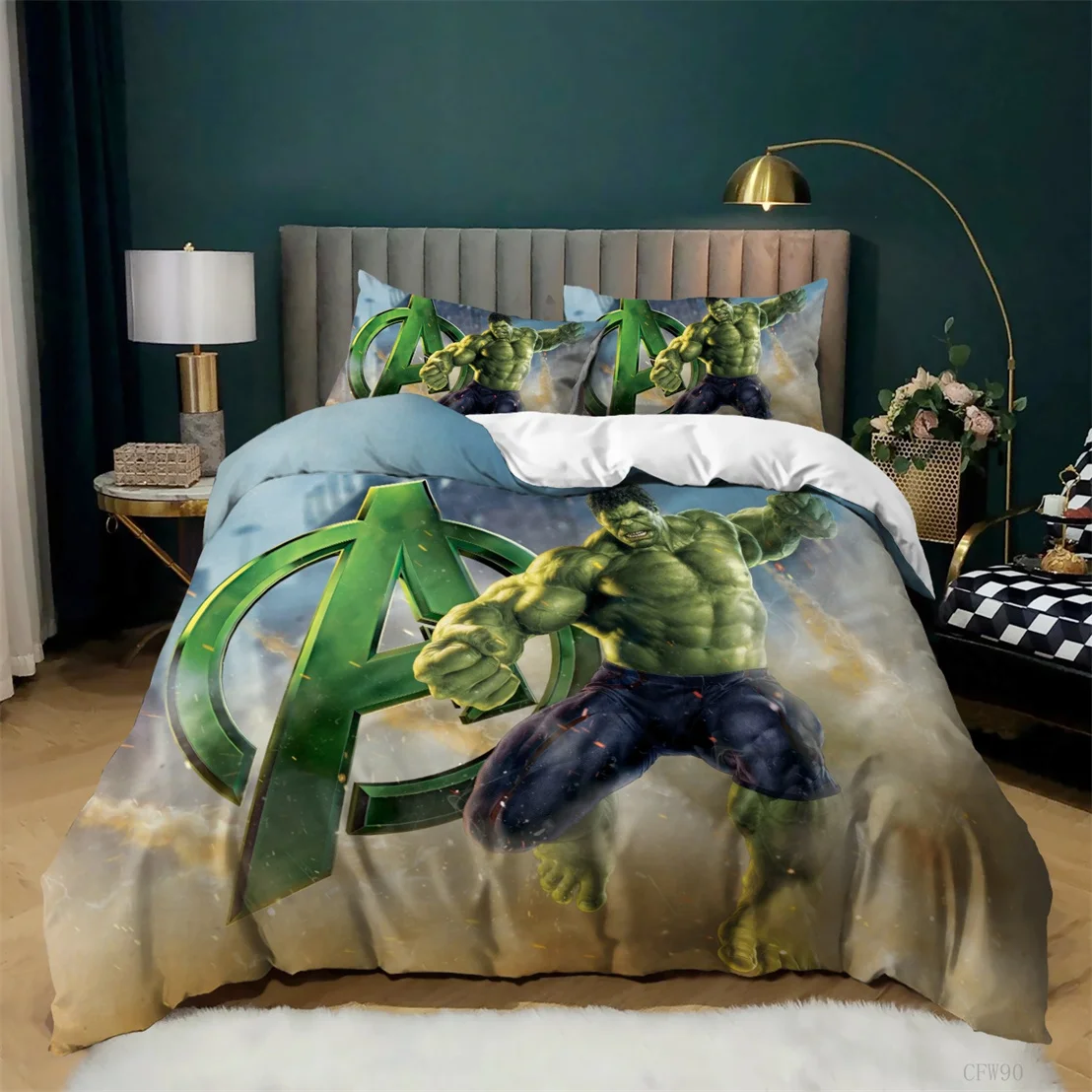 Bedding Pillowcase Set Cartoon Avengers Hulk Duvet Cover Set For Kids Boys Girls Adults Bedroom Decoration