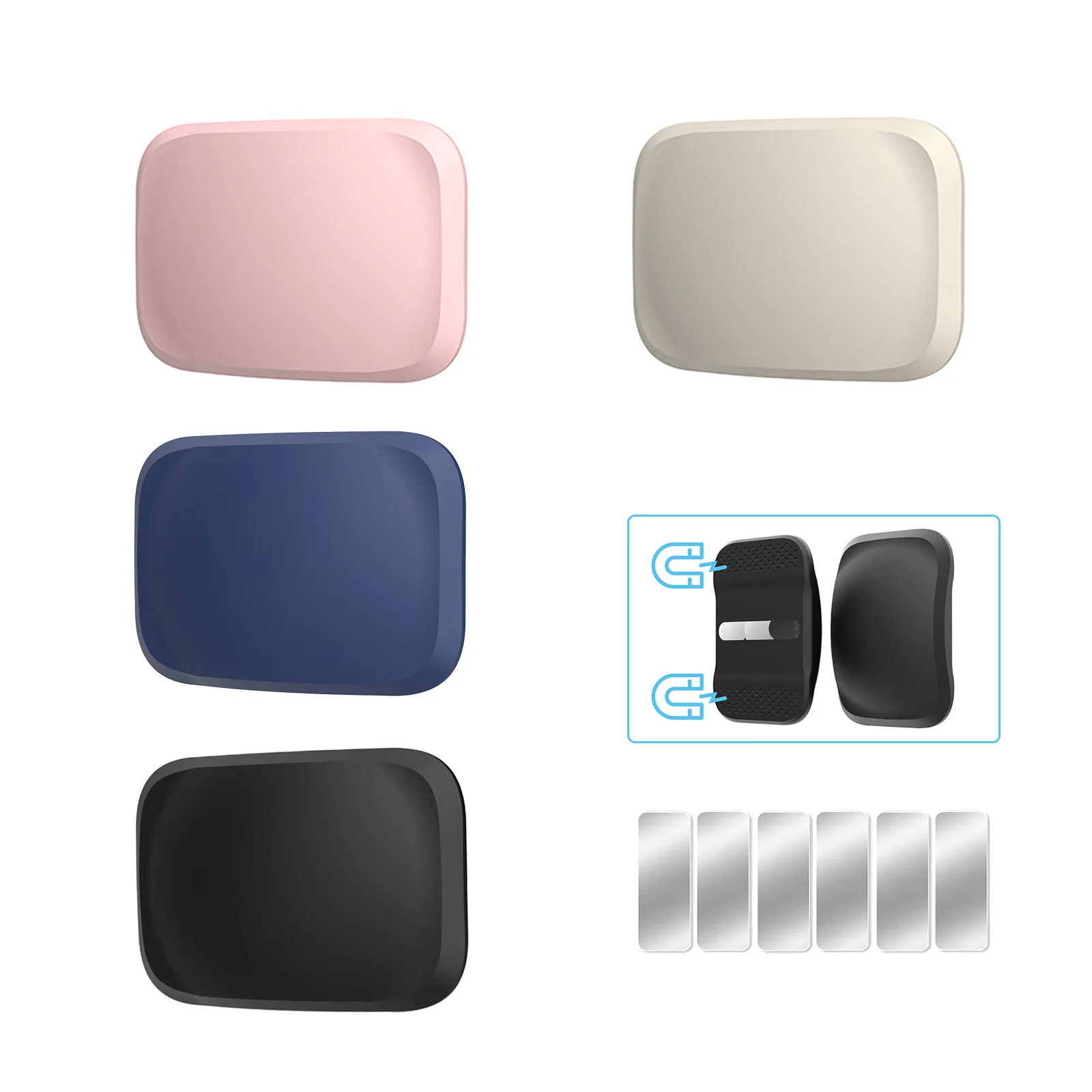 Magnetic Case for Apple AirTag, Silicone Anti-Loss Case with Self-Adhesive Metal Sheet for Car, Bicycle and Metal Surface