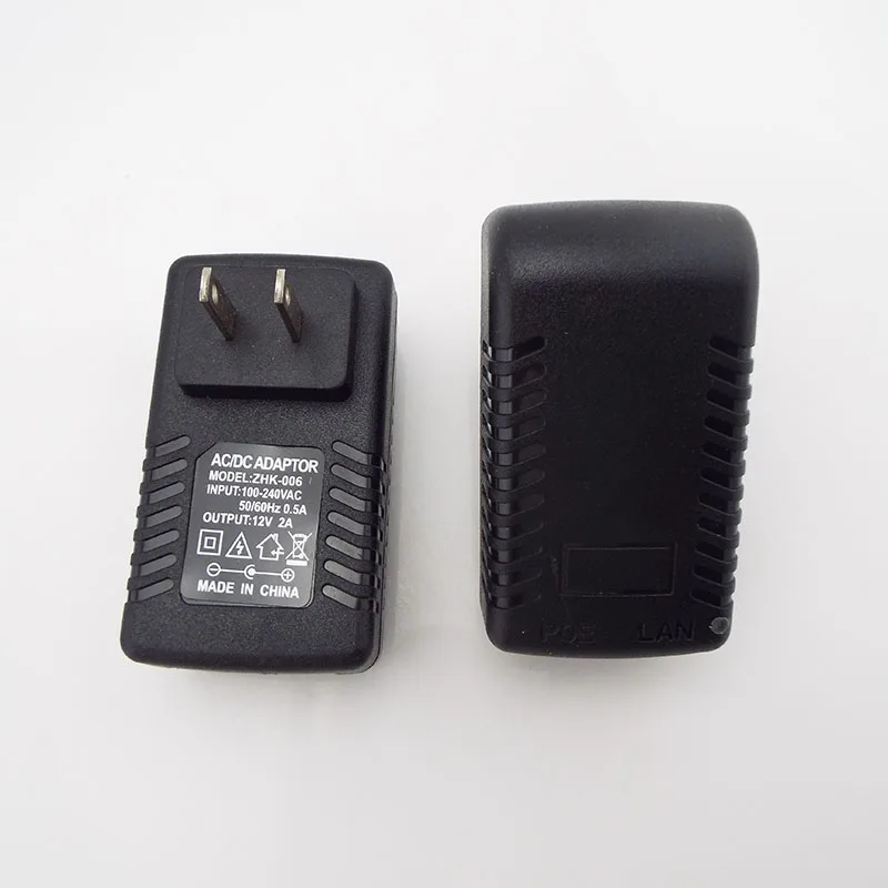 PoE Power Supply 12V 2A POE Injector Ethernet Adapter for CCTV Security Camera Phone US EU Wall Plug D6