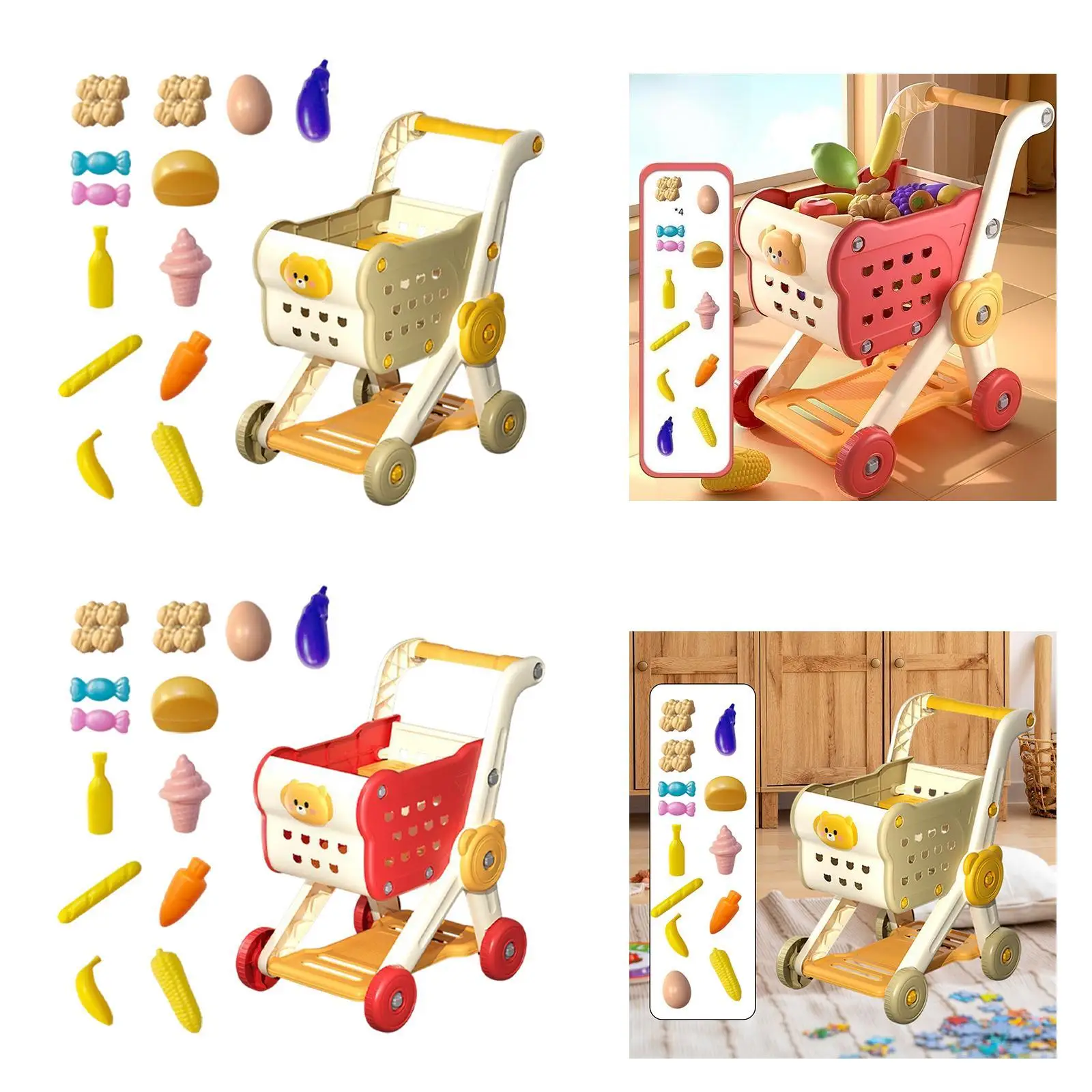 

Корзина для покупок для малышей для мальчиков и девочек 3-летняя тележка для ролевых продуктов