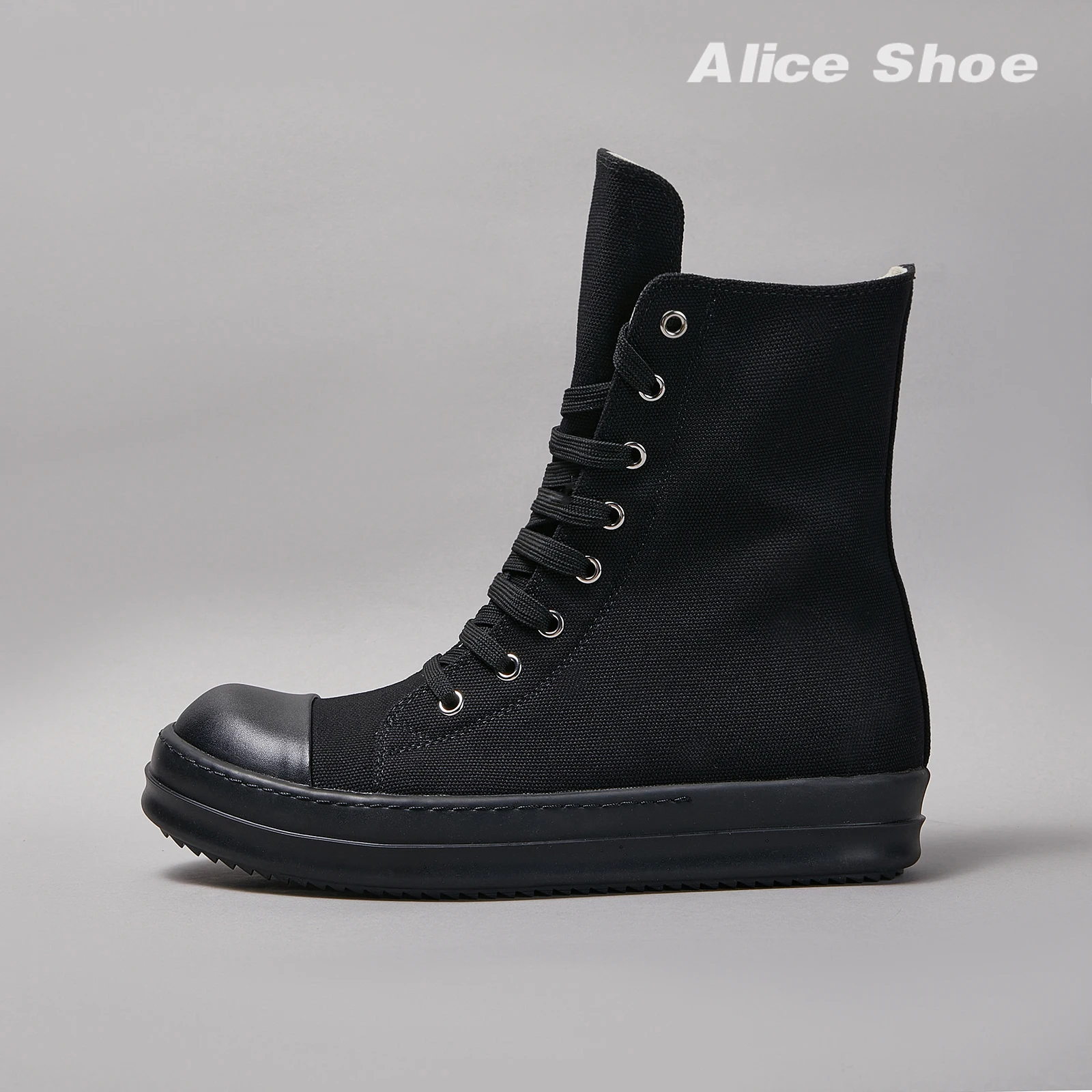 Brand Men Shoe Casual High Top Women Sneaker Quality ow-en Black Ankle Boot Designer Leather srick Zipper Luxury Laces Flat Shoe