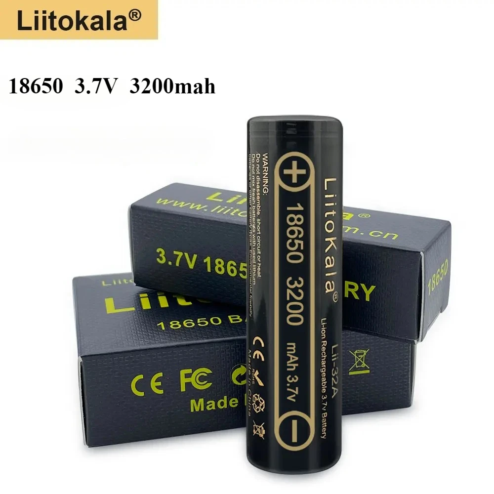 بطارية 100% أصلية عالية الجودة Liitokala 18650 بطارية 3.7 فولت 3200 مللي أمبير في الساعة 18650 بطاريات قابلة للشحن لمصباح يدوي