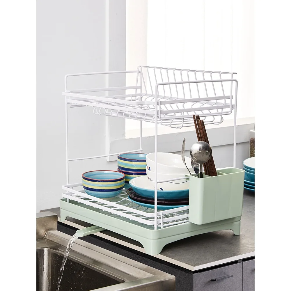 Kitchen shelves, tableware, dish racks, multi-functional, household dishes, chopsticks, storage and drain racks, retractable nar