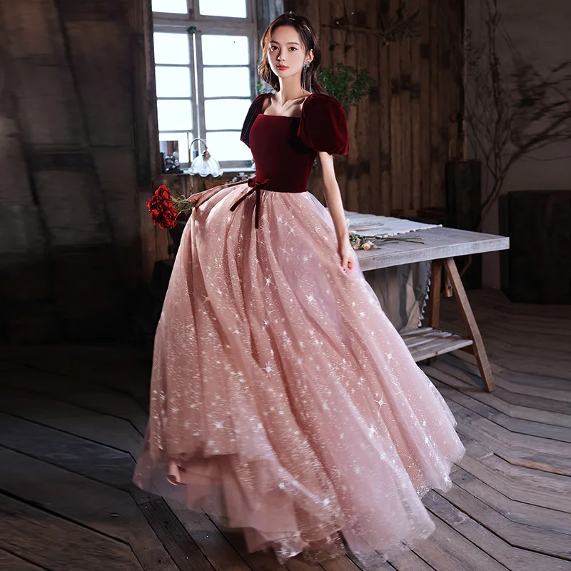 Sexy New Chinses Qipao Dressing Gown Elegant Evening Party Dress Pink Lace Flower Women Short Sleeve Cheongsam Maxi Dress