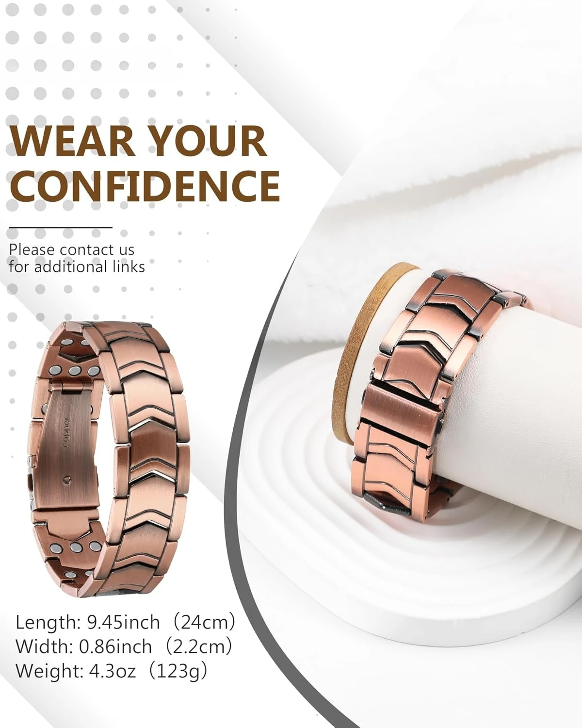 Pure Copper Magnetic Bracelet Arthritis Pain Relief Magnetic Therapy Jewelry