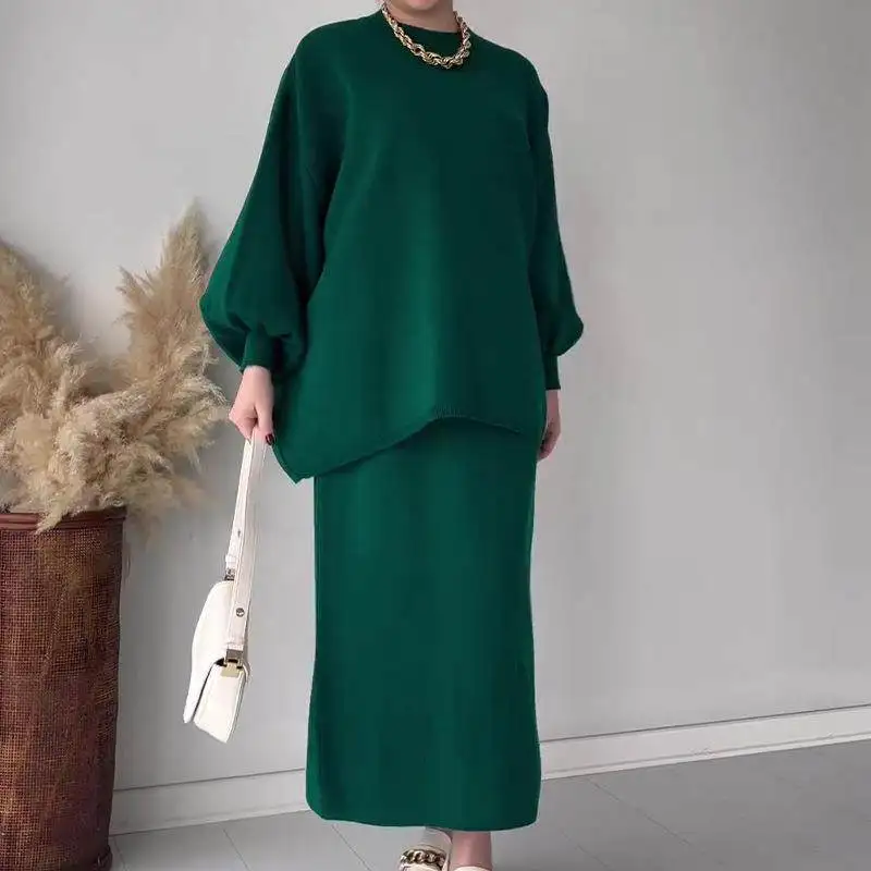 

Повседневный свободный универсальный цветной комплект с юбкой Lazy Sle, женский модный комплект, осень 2023, Новое поступление, удобный универсальный комплект...