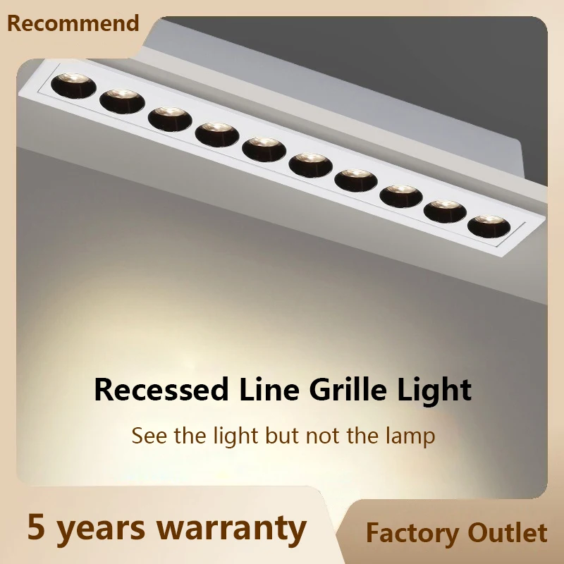 

LED Grille Spotlight Dimmable Tuya Zigbee 6W 10W 20W 30W Living Room Corridor Ceiling Recessed Anti Glare Long Linear Spot Lamp