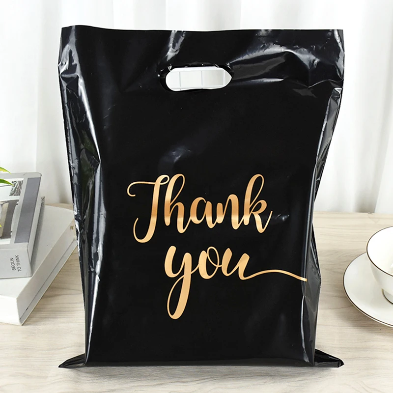 10/50pcs Thank You Gift Bag Wedding Favors Candy Cookie Packaging Plastic Bag For Guest Birthday Party Decor Shopping Tote Pouch