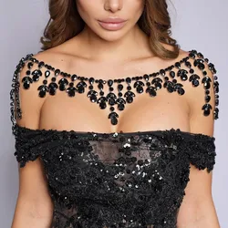 2024 Elegant Bridal Tassel Shoulder Chain Pendant Banquet Decoration Boho Design Rhinestone Shoulder Jewelry Dress for Women