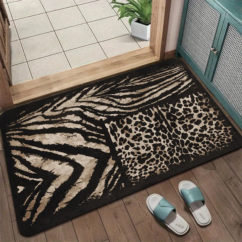 Leopard Zebra Print Bathroom Mat Realistic Ginger Cat Kitchen Rug Super Absorbent Drainage Carpet Anti-slip Luxury Door Pad