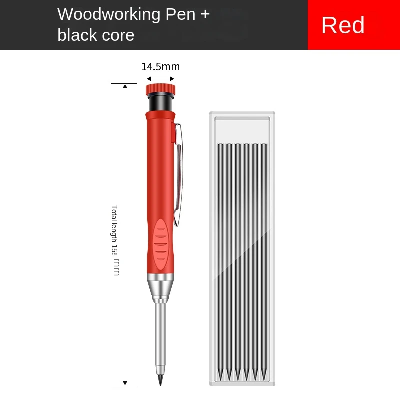 2,8 mm solide timmerman diep gat maker bouwpotloden met ingebouwde puntenslijper voor houtbewerking opstellen architect tool