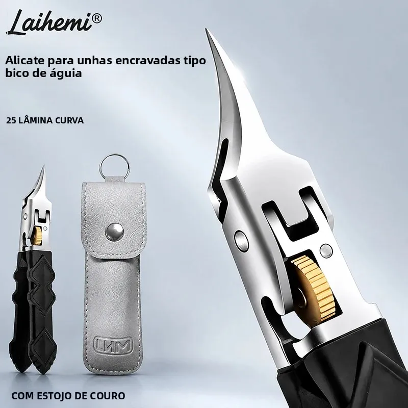 cortador-de-unhas-encravadas-laihemi-25-°-alicate-de-corte-curvo-de-aco-inoxidavel-anti-respingo-com-trava-de-engrenagem-e-estojo-de-couro-para-cabos-grossos-e-rigidos