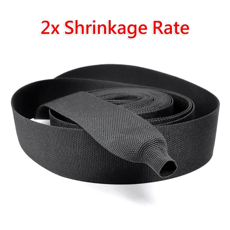 

10/5m 2: 1 Black Heat shrinkable PET braided cable conduit insulated flame-retardant wire wrapping protector and wire organizer
