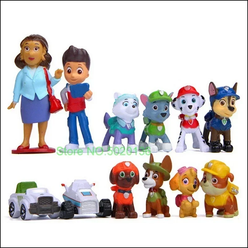 12pcs Paw Patrol Patrulla Canina Anime Action Figures Puppy Patrol Mini Dolls Patroling Canine 4-10cm Toys for Children