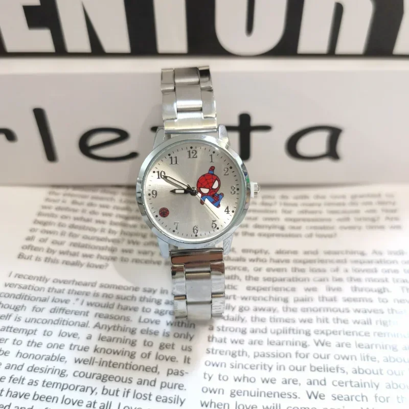 New Disney Spiderman Cartoon Children Watches Waterproof Stainless Steel Watch for Kids Boy Quartz Wristwatch Clock Dropshipping