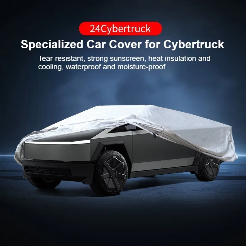 

Полный автомобильный чехол для Tesla Cybertruck 2024 2025, уличная защита от снега, солнцезащитный козырек, водонепроницаемый пылезащитный внешний автомобильный протектор
