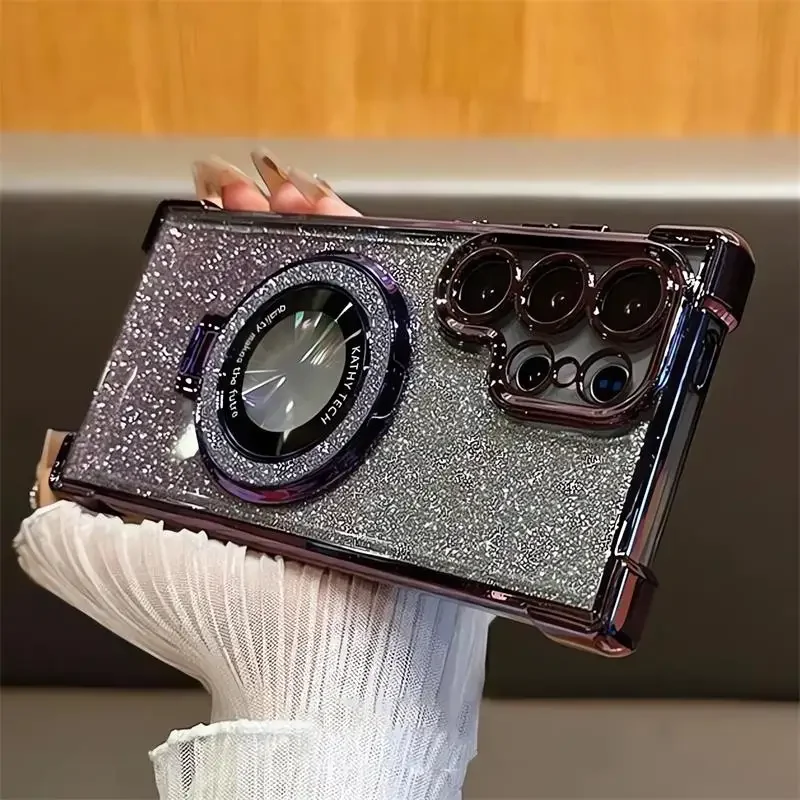 เหมาะสำหรับ Samsung Galaxy S25 Edge, S24 Ultra, S23, S22 Plus, S21, S20 FE เคสใสป้องกัน - เคลือบแม่เหล็กอย่างหรูหรา