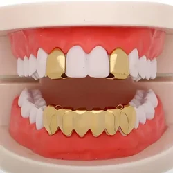 3 sztuk/zestaw modne punkowe zęby Grillz, 2pcs górne zęby + 1pc gładka dolna zęby Grillz zestaw dla mężczyzn, Halloween akcesoria Cosplay