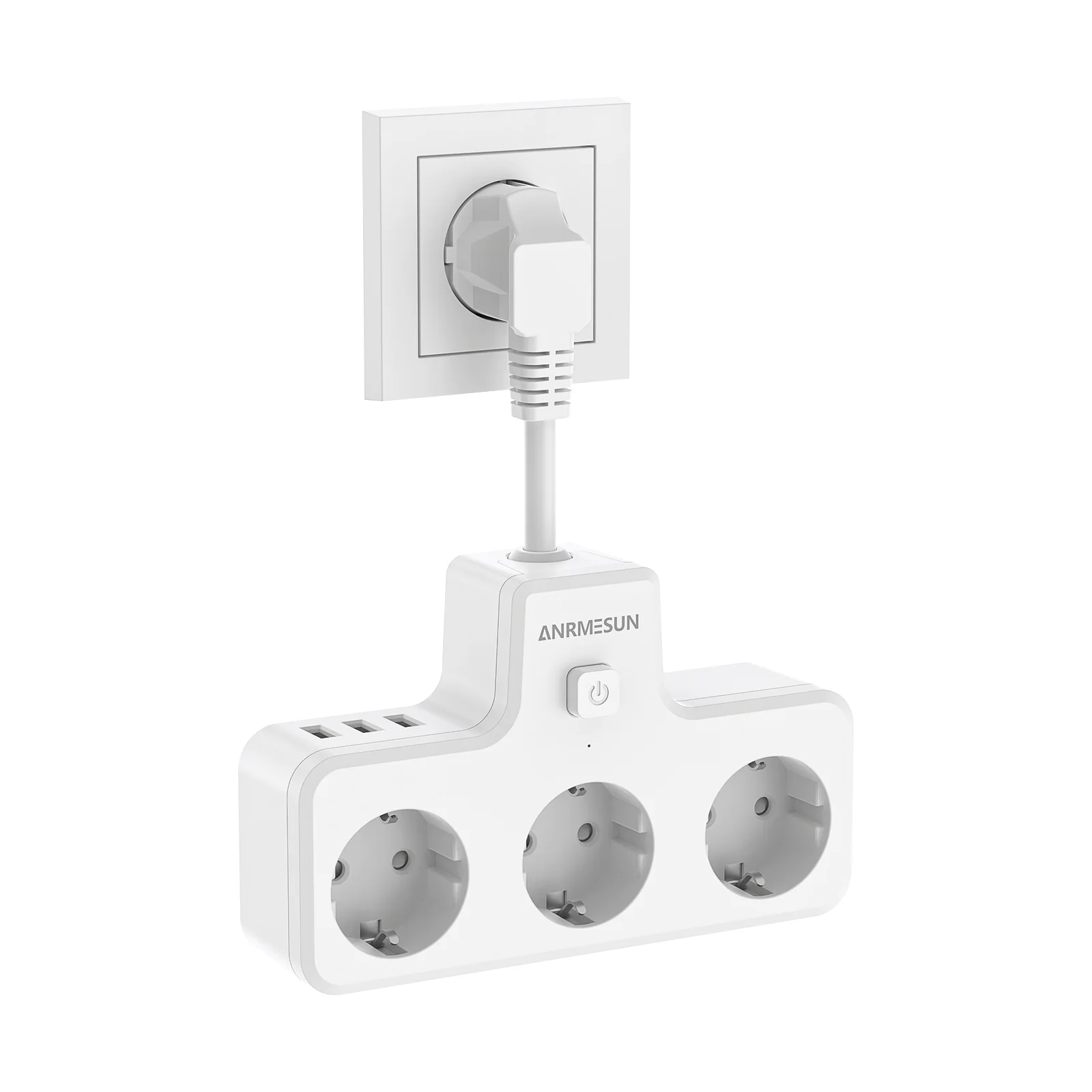 

Eu Plug Wall Power strip with 3 AC power sockets 3 /2USB 1C charging point ports Power adapter 16A 250V suitable for home travel