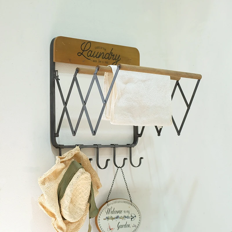 

Laundry Wall Rack with Hooks