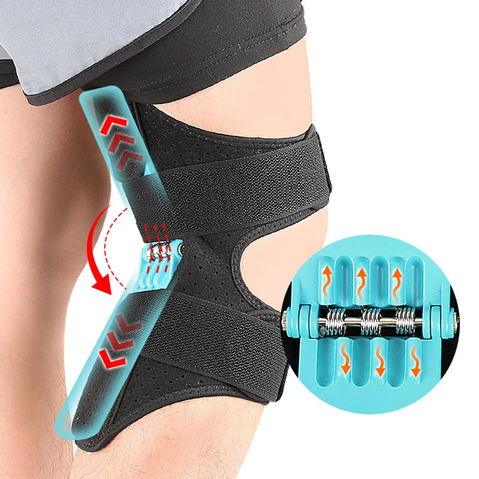 Spring-loaded Knee Support Breathable Adjustable Spring Loaded Support Running Knee Brace Outdoor Sports Knee Pads Knee Covers