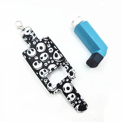 Halloween skull vinyl embroidery inhaler cover inhaler case cute goth keychain case travel accessories gothic