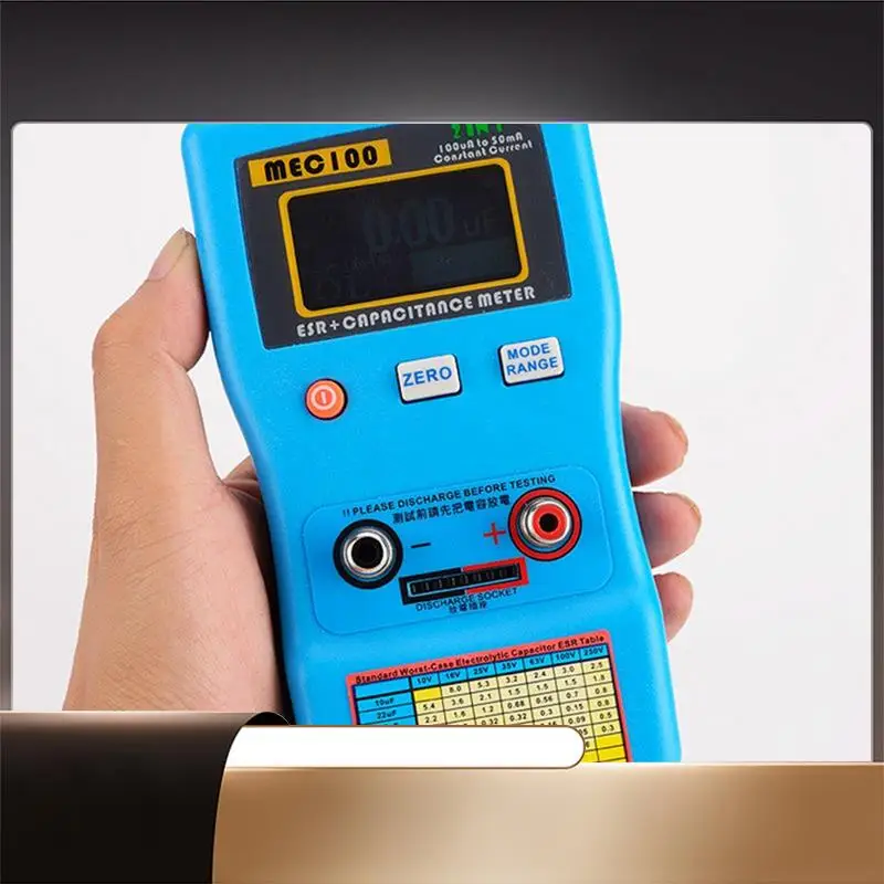 

Blue Capacitance Meter ESR Low Ohm Capacitance Meter Constant Current ESR Capacotance Meter 100VA To 50MA