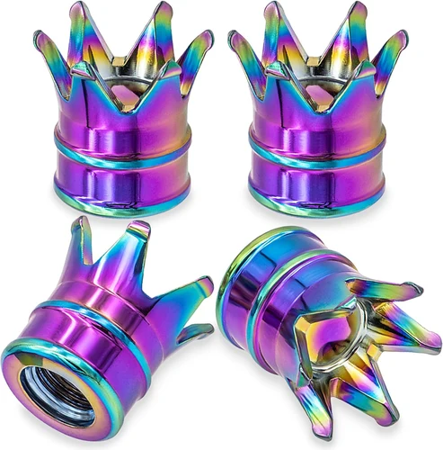 Imagen 1 del producto 4 Uds. Tapas para vástago de válvula de neumático estilo corona, tapas de aire, cubierta de aleación de aluminio a prueba de polvo e impermeable