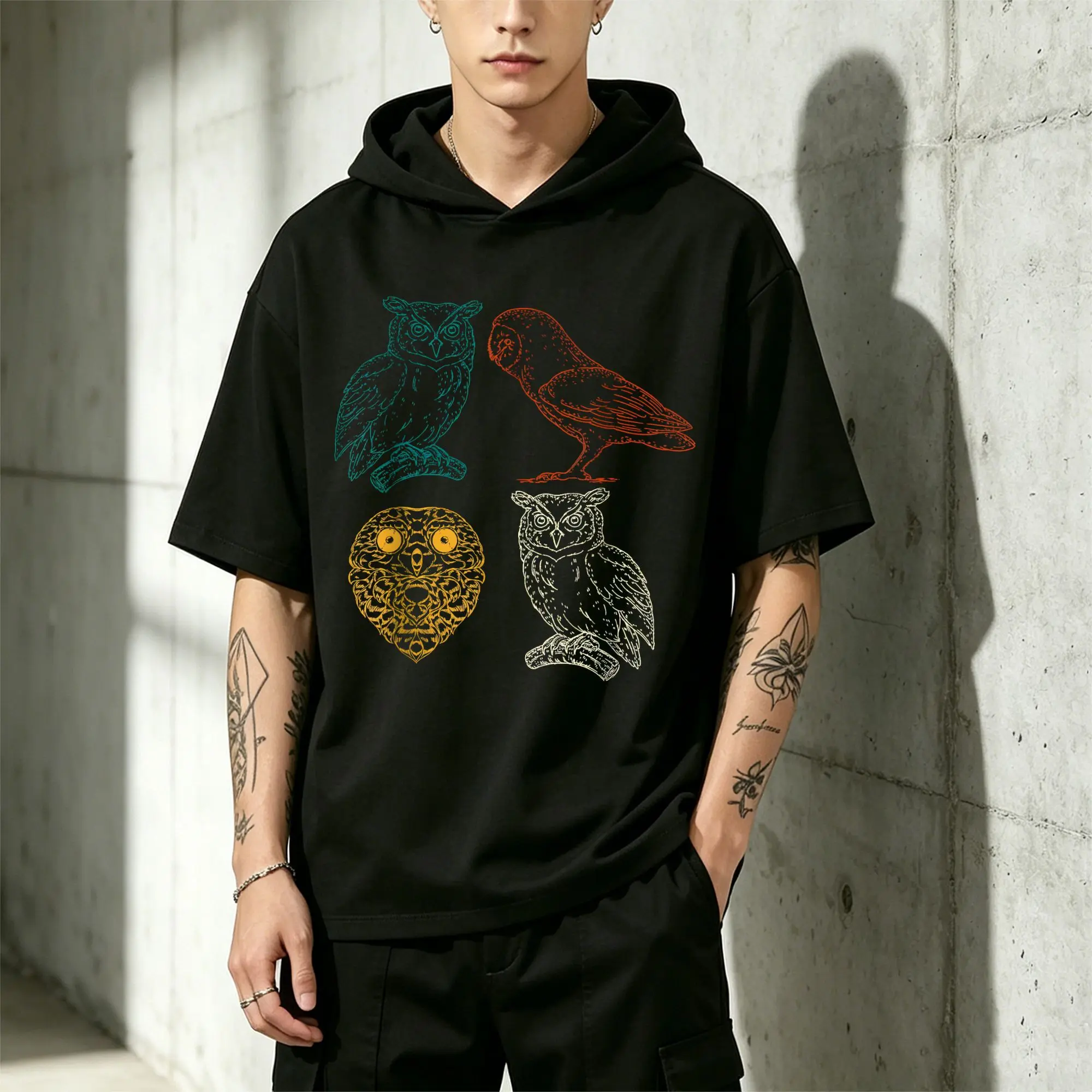 Men's Short-Sleeved Hoodie Dabbing Astronaut Space Exploration T-Shirt Casual and Comfortable