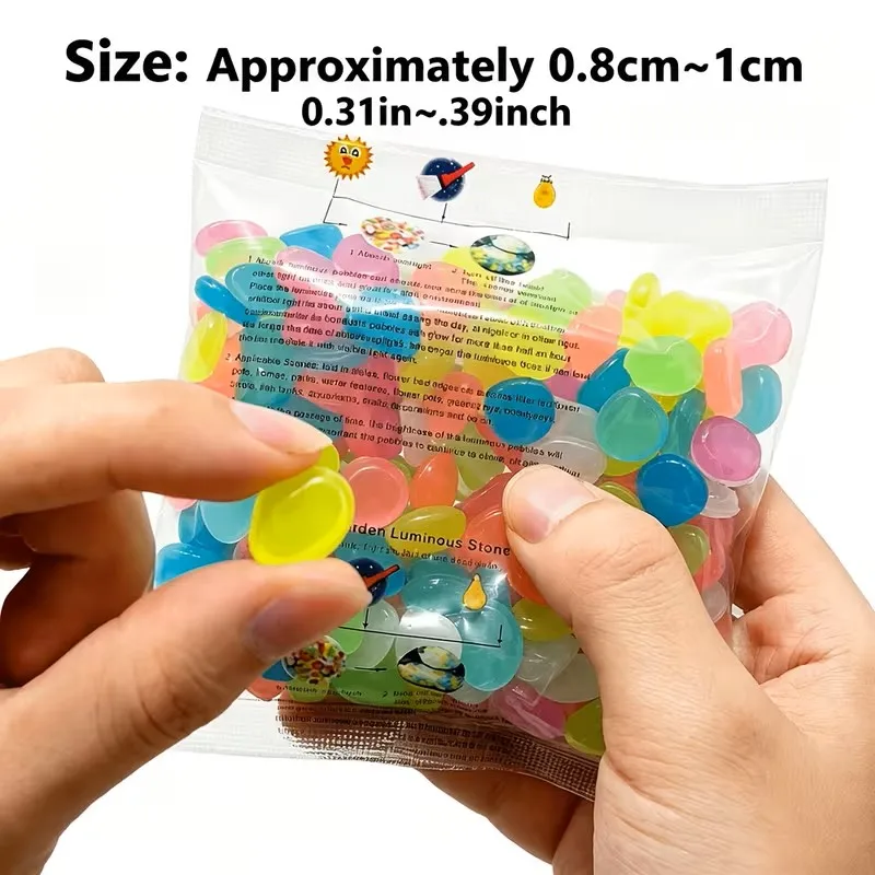 100pcs Glow in The Dark Garden Pebbles Glow Stones Rocks Luminous Stones for Sidewalk Garden Terrace Lawn Gardens Fish Tanks