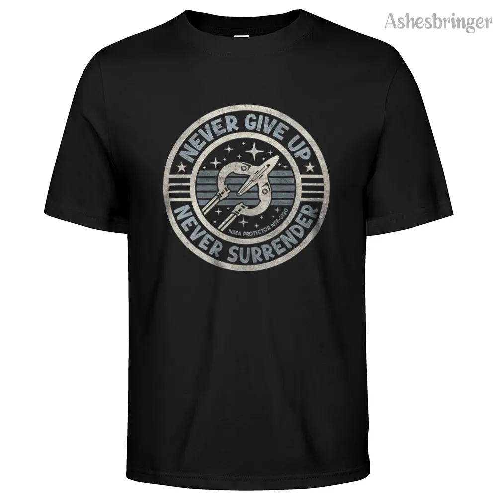 Mens Cotton Never Give Up, Never Surrender! Graphic T Shirt on Unisex Street Casual Style Tee for Men and Women