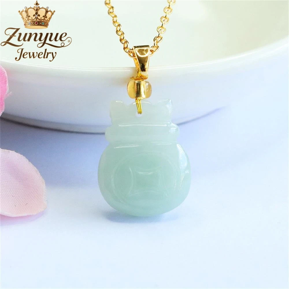 Natural Burmese A-Grade Jadeite Money Bag Pendant Luxury Quality Jewelry Fashion Jewelry Exquisite Elegant Charms Popular Gift