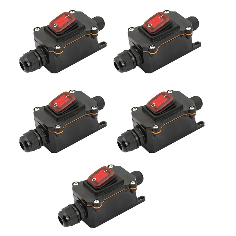 ABHU 5PCS Waterproof Switch Ship Type Switch 12V/24V 30A Rain Proof Outside The Electrical Room Ampere Box Second Gear