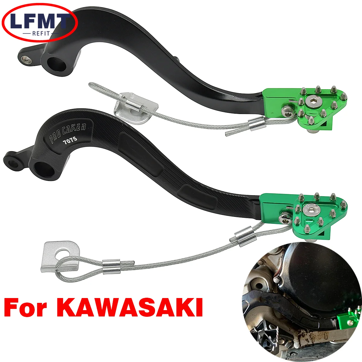 Motorbike CNC Aluminum Rear Foot Brake Lever Pedal For KAWASAKI KX250 KX450 KX250F KX450F KLX450R 2004-2020 Dirt bike