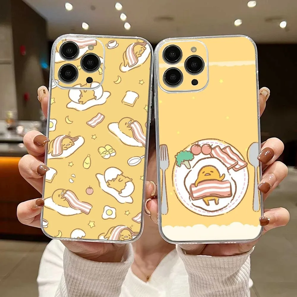 G-Gudetama Egg Cute  Phone Case For iPhone 15,14,13,12,11 Plus,Pro,Max,XR,XS,X,7,8 Plus,SE,Mini Transparent Silicone Soft