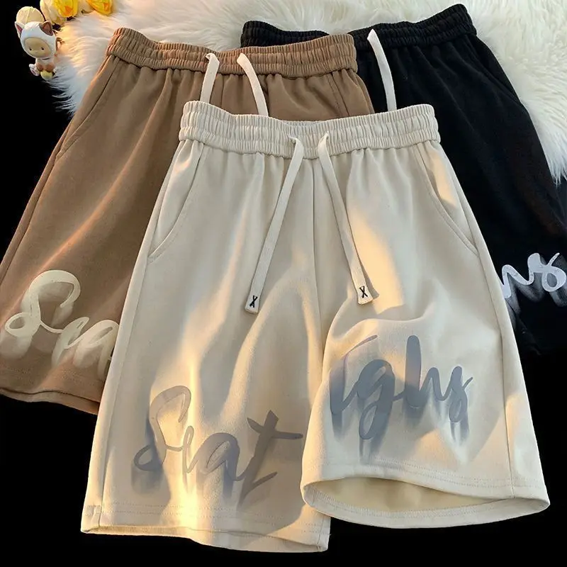 2024 Summer New Men\'s Shorts Trendy Brand Loose Casual Sports Shorts American Style Drawstring Running Pants