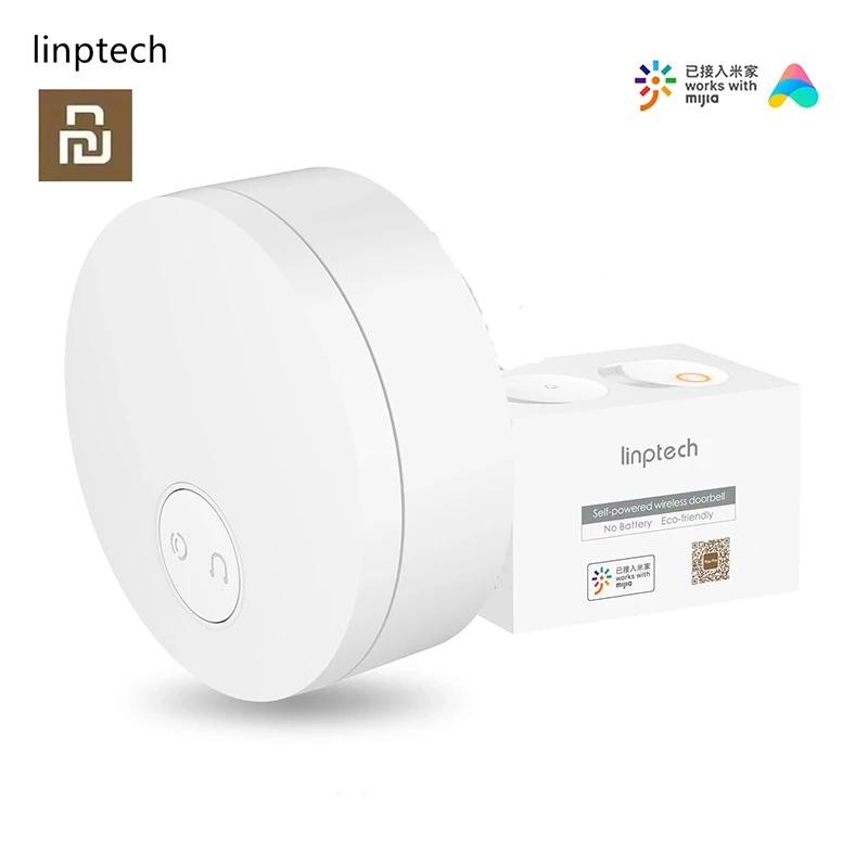 

Youpin Linptech batter-free WIFI Self-power-generating Wireless Doorbell Work tuya APP Smart Control Memory Function