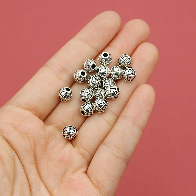 20pcs/Lot Fashion Tibetan Silver Oval Metal Beads 7x6.5mm Handmade Bracelets Alloy Spacers Necklace Charms DIY Jewelry Materials