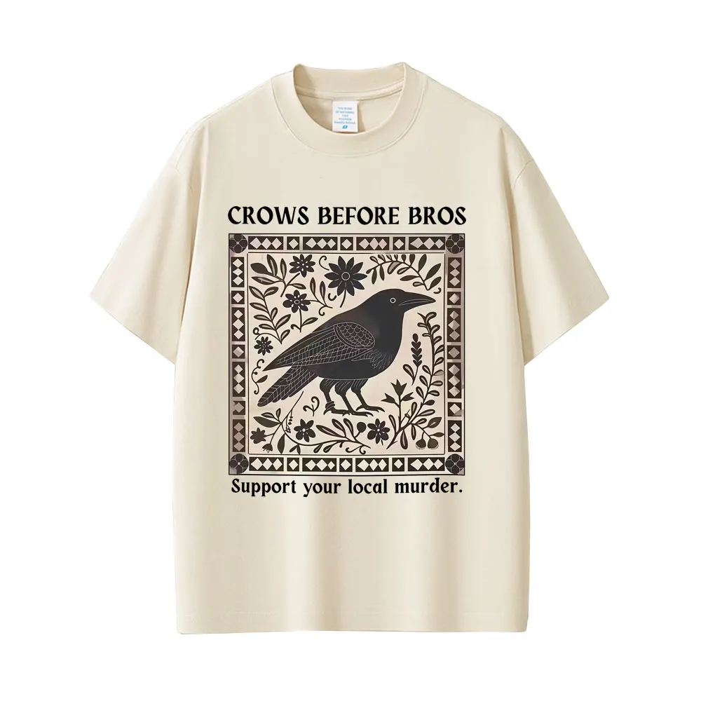 Crows Before Bros Funny Meme T-shirt Unique Bird Nature Tshirt  Casual  Vintage T Shirts  Oversized T-shirts