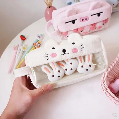 Plush Cute Pencil Case Large Capacity Multifunctional Little Fairy Creative Personality Quirky Simple Female Ins Style
