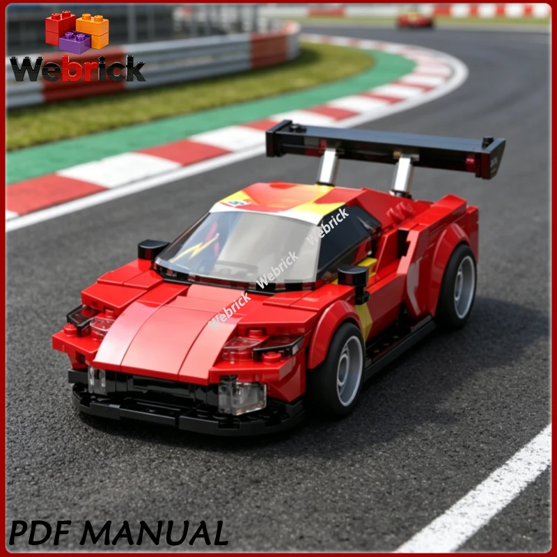 

346pcs Red Racing Car Building Blocks Artistic Car Model Desktop Showcase Piece