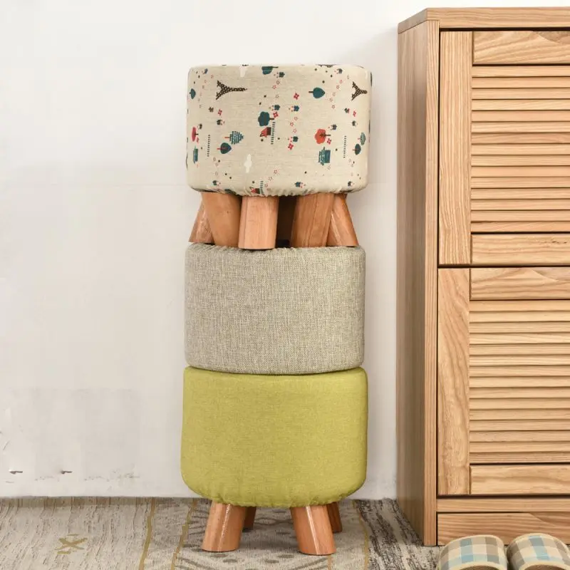 cloth dressing pouf small fabric white stool round leather ottomanStool Chair Home Furniture Seat Puffs Ottoman 	 image 5