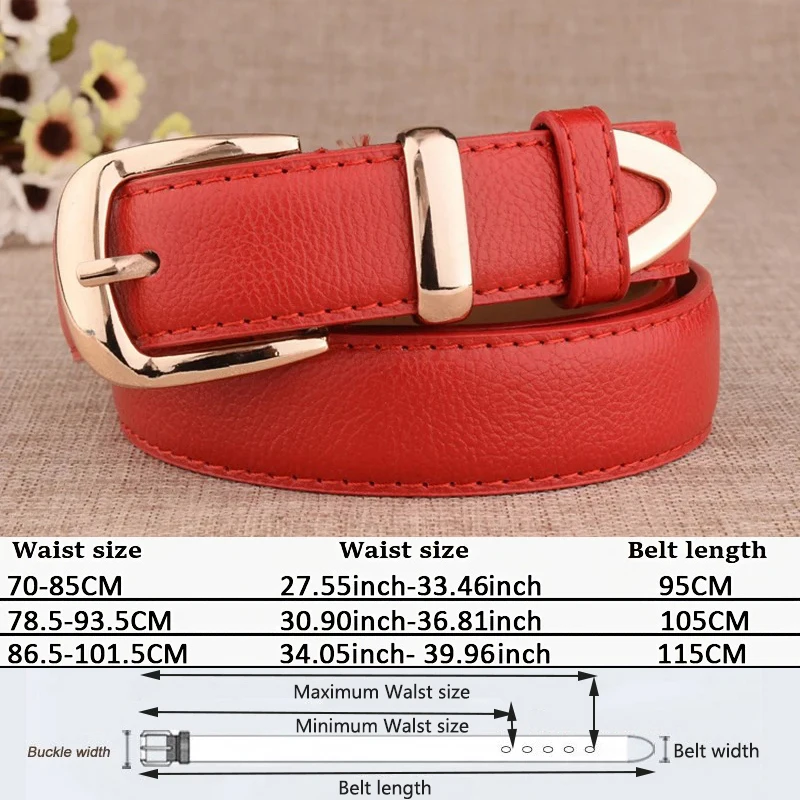 Fashion Women Genuine Leather Belts High Quality Gold Buckle Best Matching Dress Jeans Belts for Lady LB2146