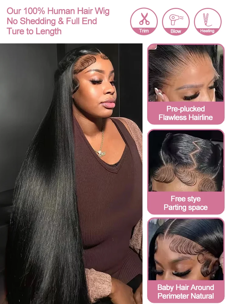 30 40 بوصة 7x5 شعر مستعار بدون صمغ شعر بشري جاهز للذهاب قبل قطع الدانتيل ارتداء الذهاب غلويليس مستقيم الدانتيل الجبهة خصلات الشعر المستعار الإنسان للنساء